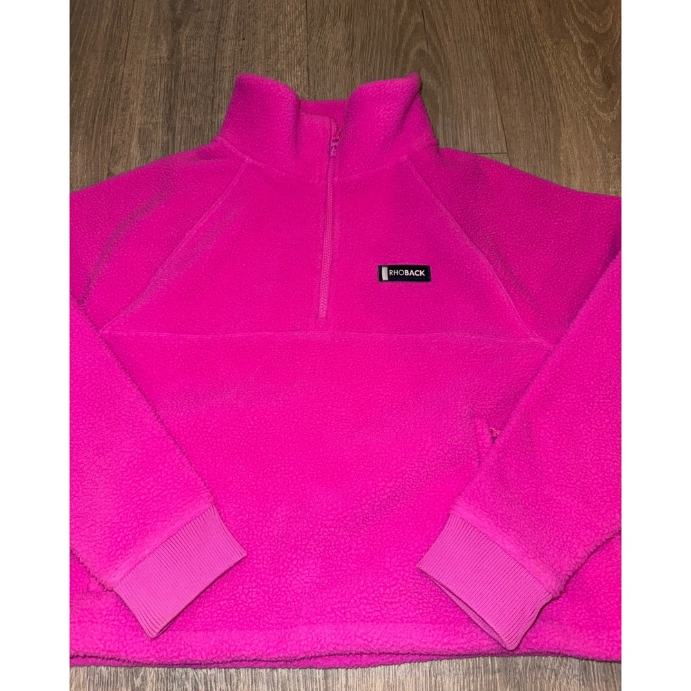 Rhoback Womens Hot Pink Sherpa Fleece Quarter Zip Pullover Sweater Size S